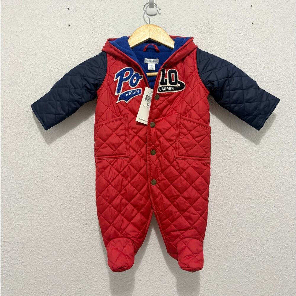 NWT Polo Ralph Lauren Quilted Snowsuit Baby 3M Preppy